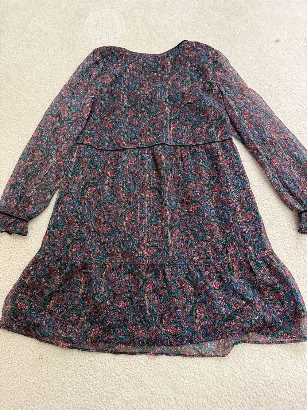 LOFT Paisley Short Dress in Teal, Burgundy & Pink